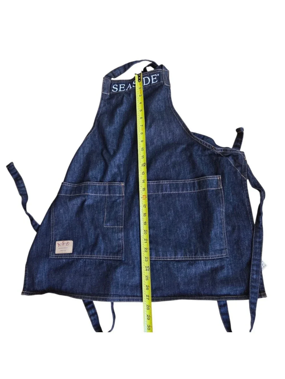 Seaside Florida Bib Apron Indigo Denim Embroidered